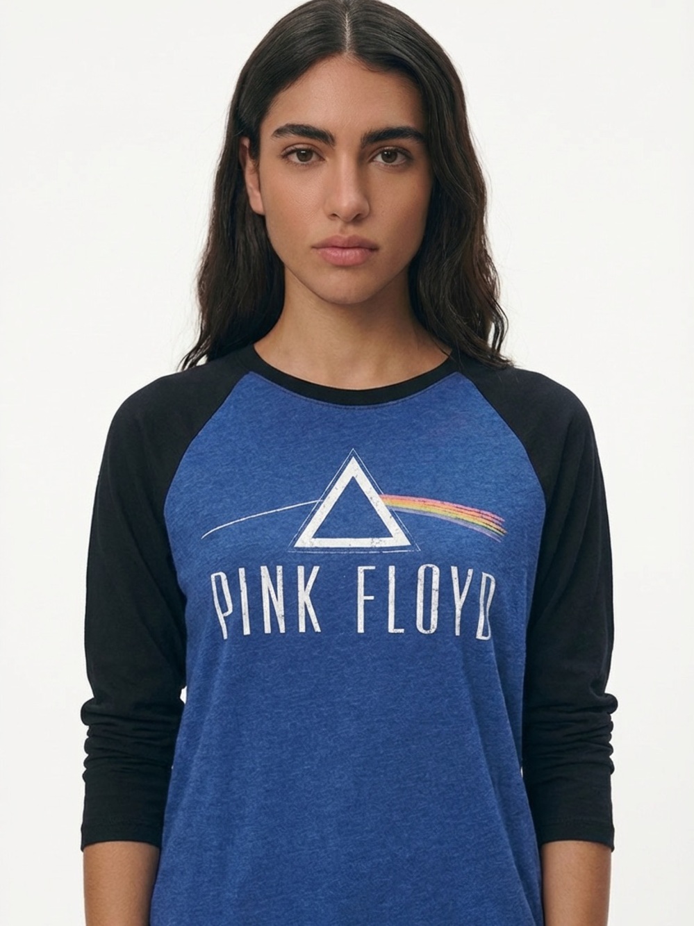 PINK FLOYD | Graphic Band Tee Raglan Long Sleeve Size Large Blue & Black